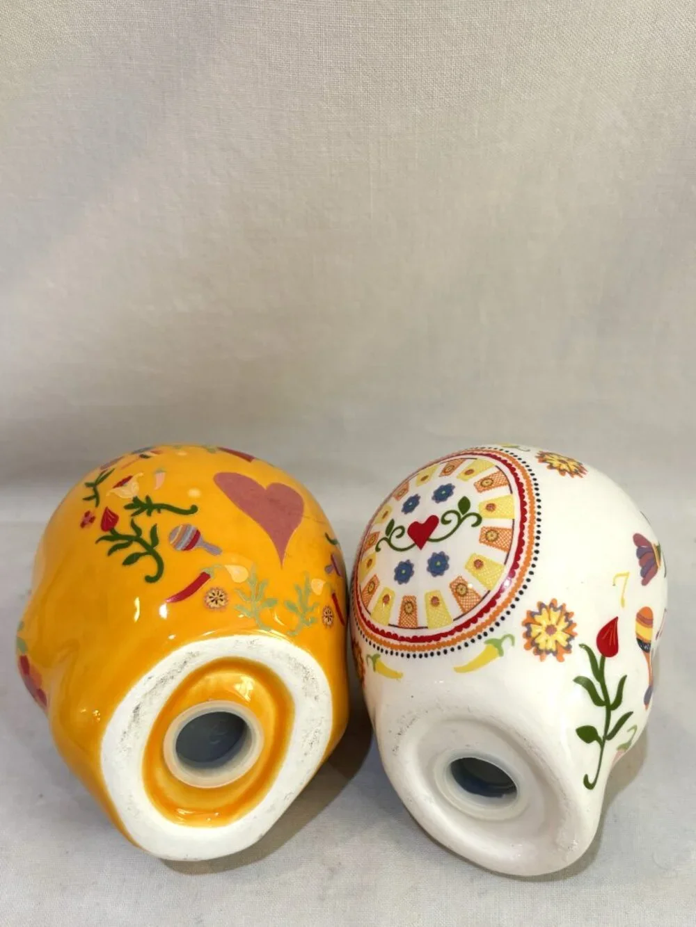 Hand Painted Ceramic Sugar Skull Salt & Pepper Shaker Set Day of the Dead